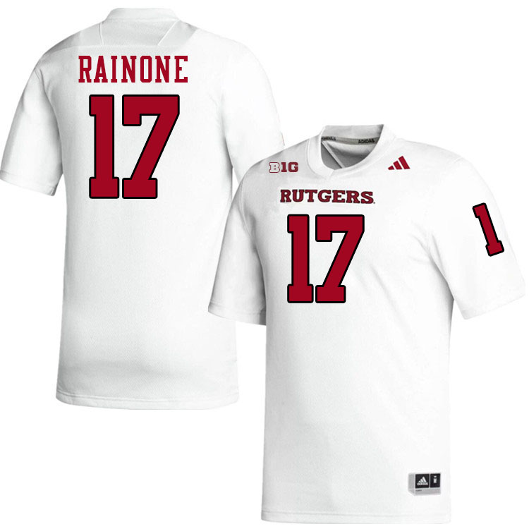Rutgers Scarlet Knights #17 Rocco Rainone College Football Jerseys Stitched-White Rutgers Scarlet Knights #17 Rocco Rainone College Football Jerseys Stitched-White